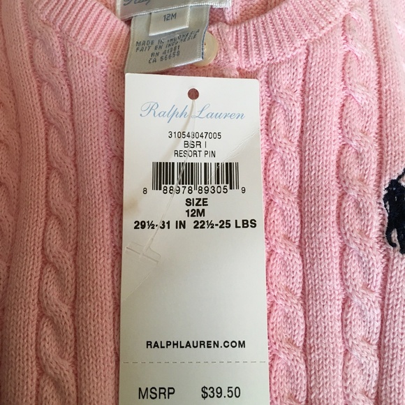Ralph Lauren Little Girls Cable-Knit Cotton Cardigan size 12 month. - Picture 4 of 6
